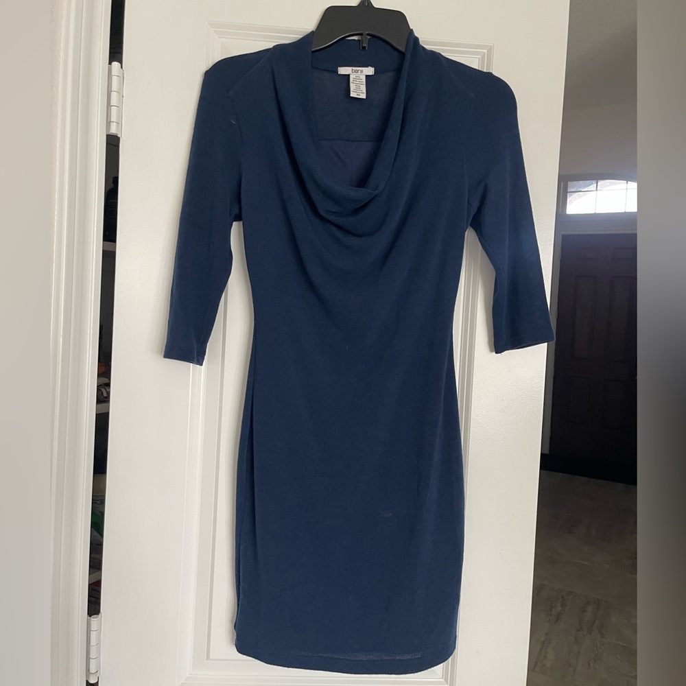 Bar III Navy Cowl Neck Sweater Dress